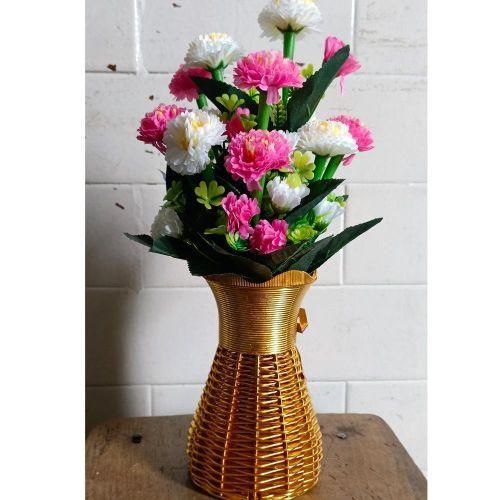 Artificial Flower With Gold Plastic vase Table Flower Vase Item | Buy Artificial Flower With Gold Plastic vase Table Flower Vase | SPOP Enterprise Global